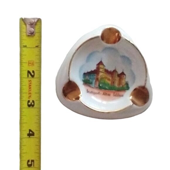 RW Bavaria Porcelain Ashtray Dish Gold Trim Stuttgart Altes Schloss Trinket Vtg. - Picture 2 of 16